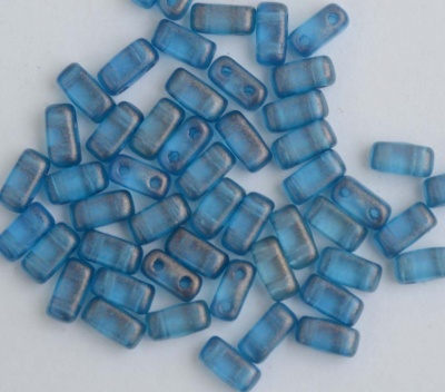 Brick Blue Halo Azurite 00030-29266 Czech Mates Beads x 50